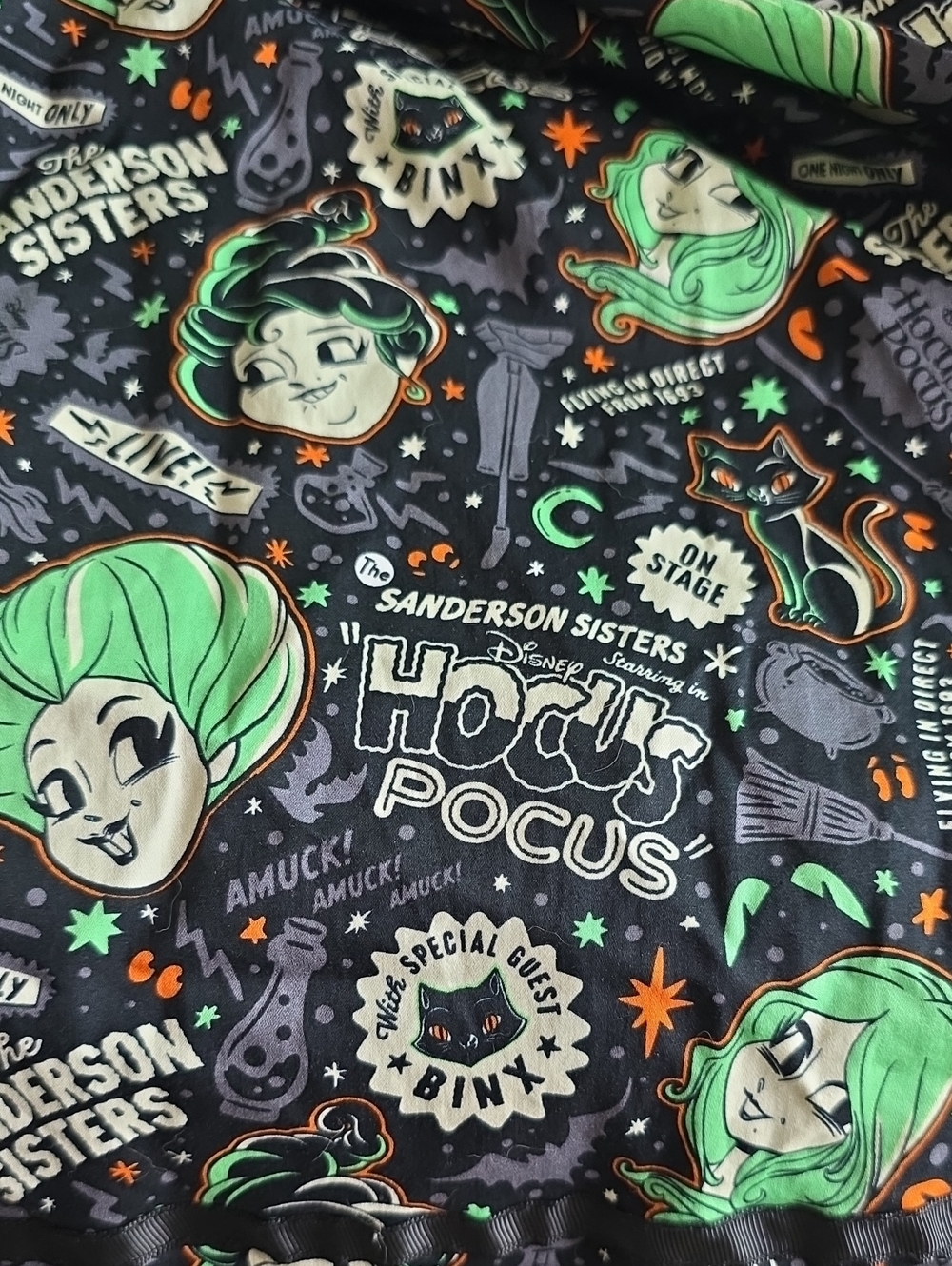 Disney Black Dress with Green and Orange Hocus Pocus Print and Capelet - Picture 4 of 4